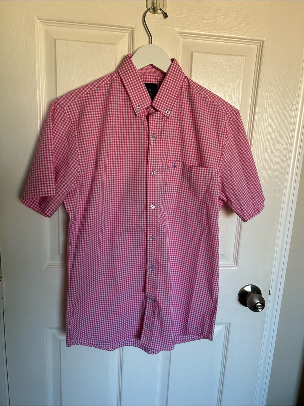 Tailorbyrd Pink Gingham Short-Sleeve Button-Down Shirt NWT Size S